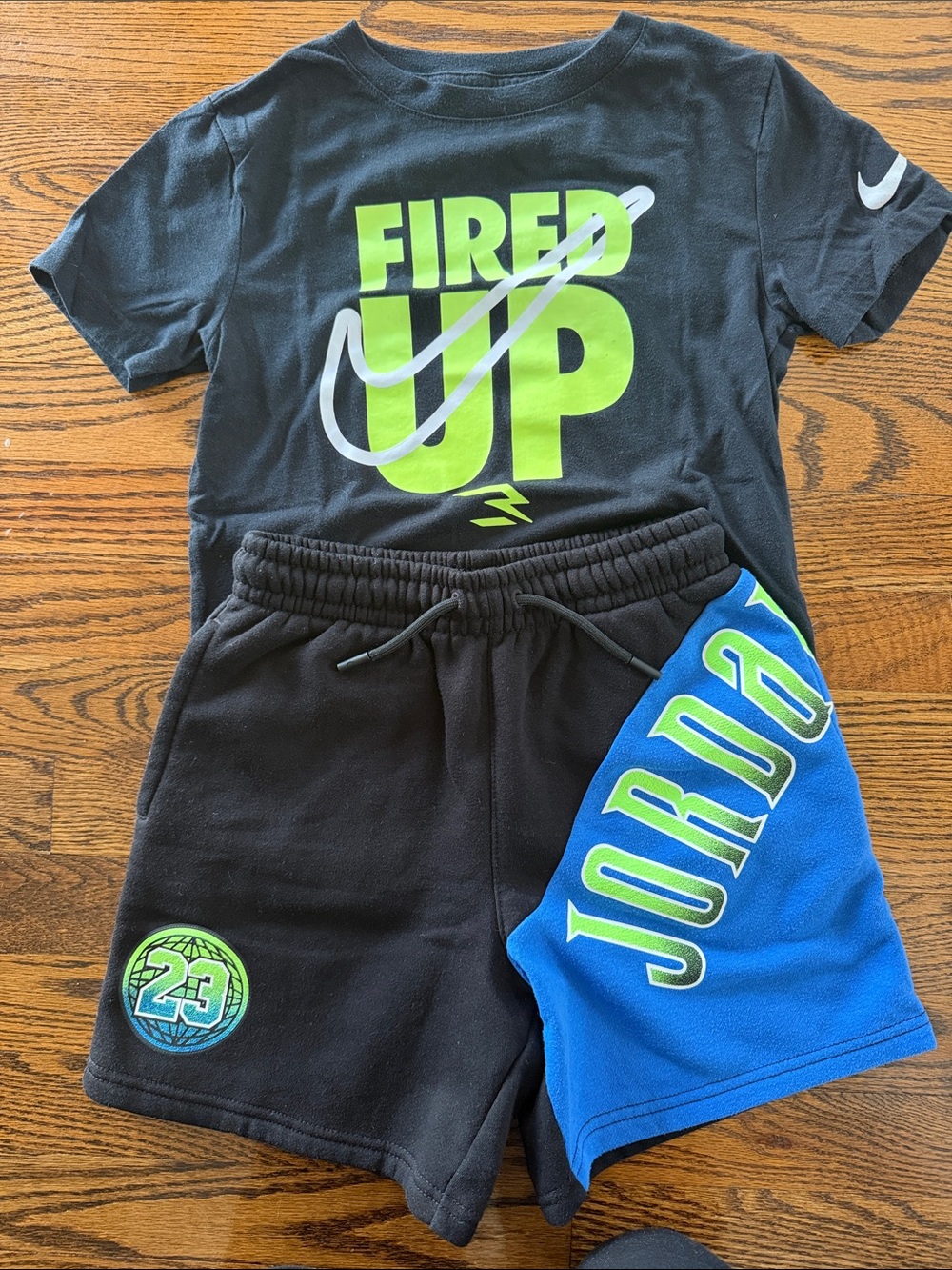 Nike Jordan Boys' Black & Blue 'Fired Up' Athletic Shorts size 8-10